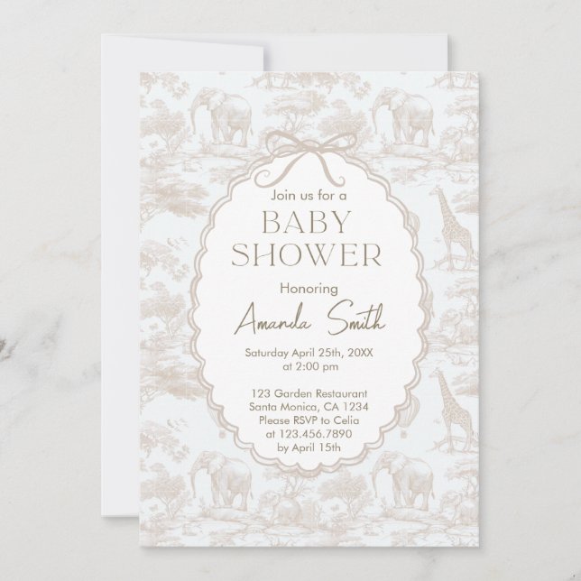 Elegant Chinoiserie Toile de Jouy baby shower Invitation (Front)