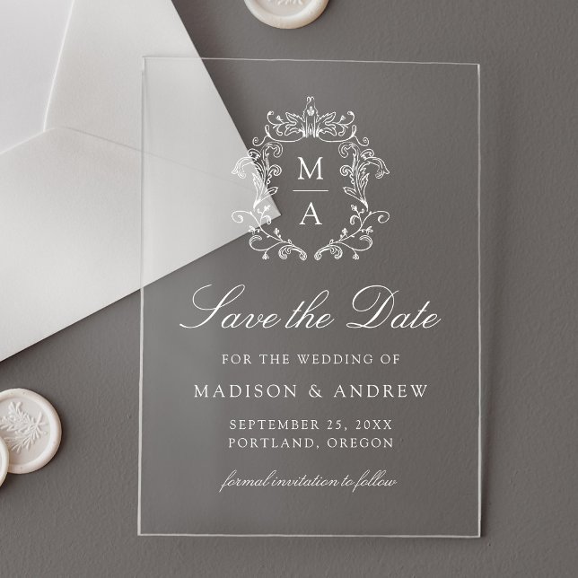 Elegant Chinoiserie Wedding Save the Date Acrylic Invitations (Creator Uploaded)