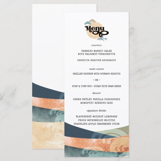 Elegant Chinoiseries Asian Wedding Menu (Front/Back)