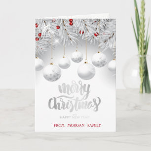 Elegant Chis Christmas Ball,White Holiday Card