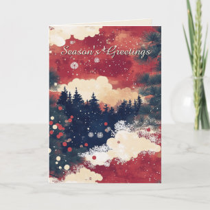 Elegant Chiyogami Snow Scene Christmas Card