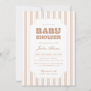 Elegant Choco Brown Striped Pattern Baby Shower Invitation