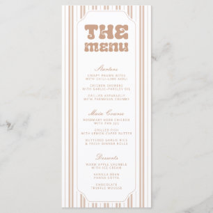 Elegant Choco Brown Striped Pattern Baby Shower Menu