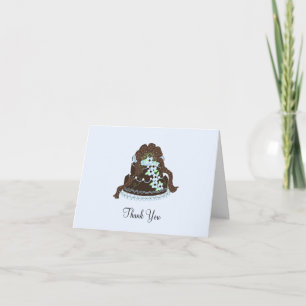 Elegant Chocolate and Blue Cake Thank You Card