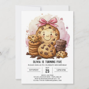 Elegant Chocolate Chic Cookies Birthday Invitation