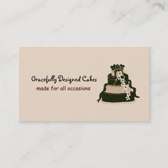 Elegant  Chocolate  Designer Cake Business Card (Front)