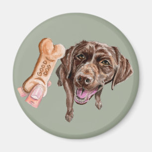 Elegant Chocolate Lab Dog Watercolor Painting Magnet