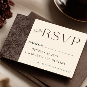 Elegant Chocolate Mocha Wedding RSVP Card