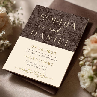 Elegant Chocolate Mocha Wedding Templat invitation