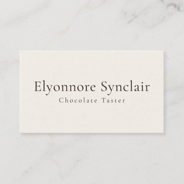 Elegant Chocolate Tasting Minimal Business Card (Front)