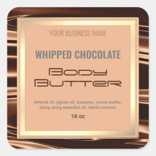 Elegant Chocolate Waves Gold Frame Product Label