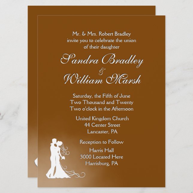 Elegant Chocolate Wedding Invitation (Front/Back)