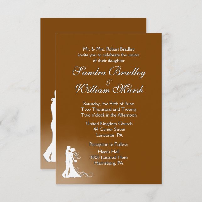 Elegant Chocolate Wedding Invitation (Front/Back)
