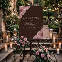 Elegant Chocolate Welcome Wedding Acrylic Sign