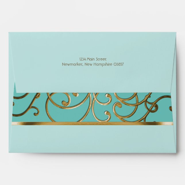 Elegant Choose Colours Gold Filigree Envelope (Back (Top Flap))