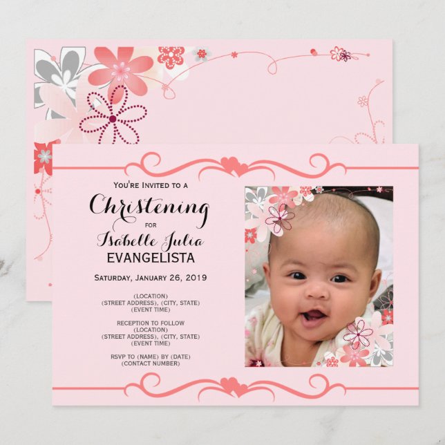 Elegant CHRISTENING Event Invitation (Front/Back)