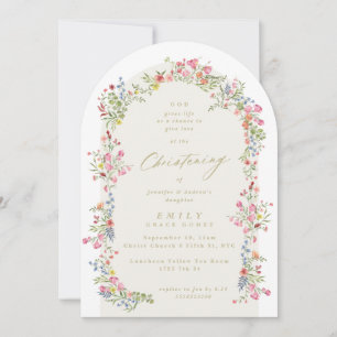 elegant christening floral spring arch invitation