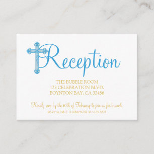 elegant CHRISTENING or BAPTISM blue reception rsvp Enclosure Card