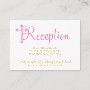 elegant CHRISTENING or BAPTISM pink reception rsvp Enclosure Card