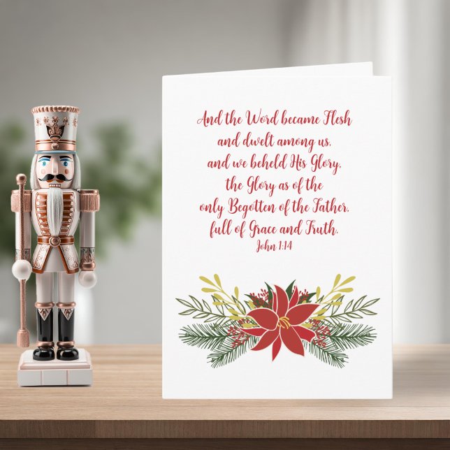 Elegant Christian Bible Verse Christmas Poinsettia Holiday Card (Elegant Christian Bible Verse Christmas Poinsettia Holiday Card)