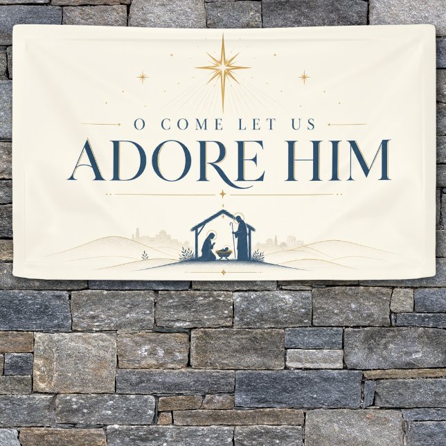 Elegant Christian Christmas Banner (Elegant Christian Christmas banner featuring the Holy Family, Star of Bethlehem, & faith of faith)