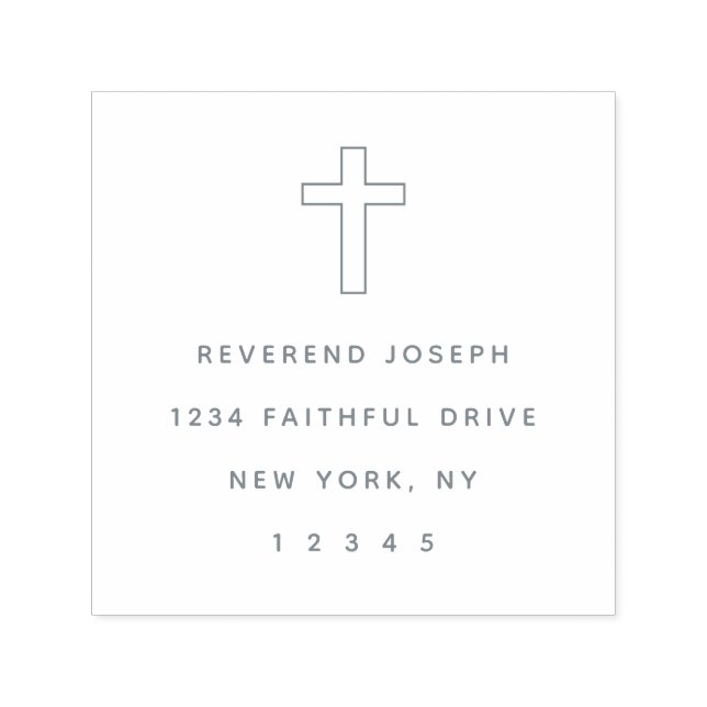 Elegant Christian Cross Jesus Faith Return Address Self-inking Stamp (Design)