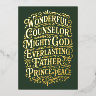Elegant Christian Isaiah 9 Bible Verse Foil Holiday Card