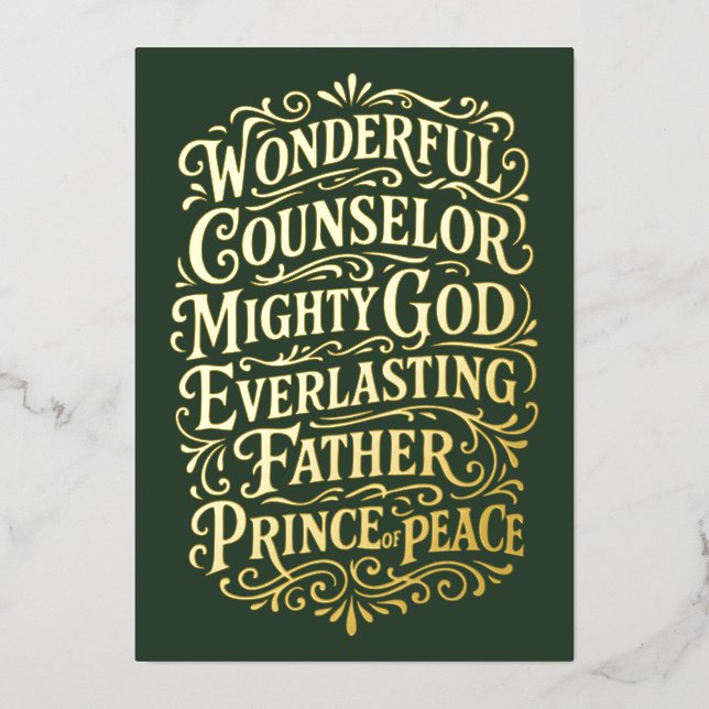 Elegant Christian Isaiah 9 Bible Verse Foil Holiday Card (Front)