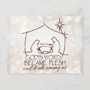 Elegant Christian Nativity Scripture Christmas Holiday Postcard