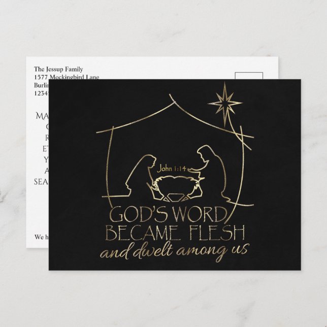 Elegant Christian Nativity Scripture Christmas  Holiday Postcard (Front/Back)