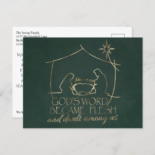 Elegant Christian Nativity Scripture Christmas Holiday Postcard