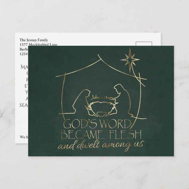 Elegant Christian Nativity Scripture Christmas  Holiday Postcard (Front/Back)
