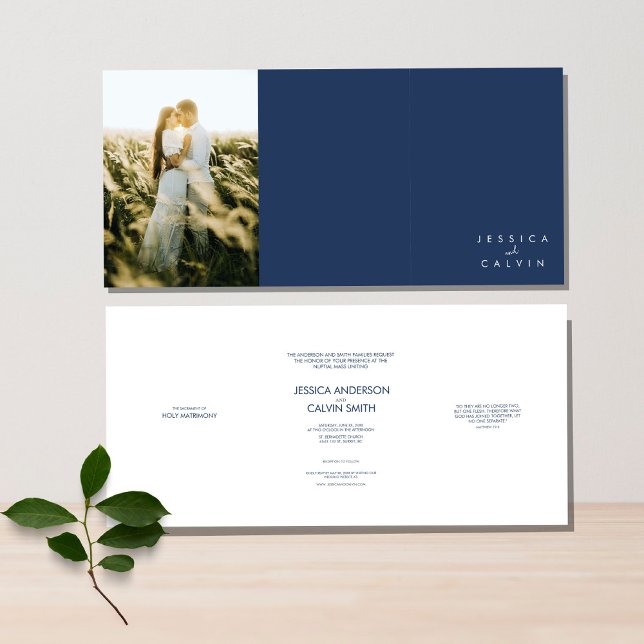 Elegant Christian Photo Wedding Invitation Blue (Creator Uploaded)