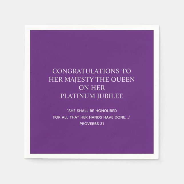 Elegant Christian QUEEN'S PLATINUM JUBILEE Paper Napkin (Front)