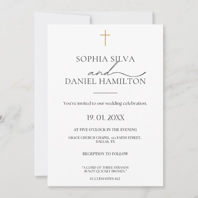 Elegant Christian Wedding Invitation  (Front)