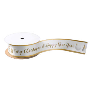 Elegant Christmas and Happy New Year Custom Satin Ribbon