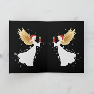 Elegant Christmas Angel with Golden Wings & Santa Card