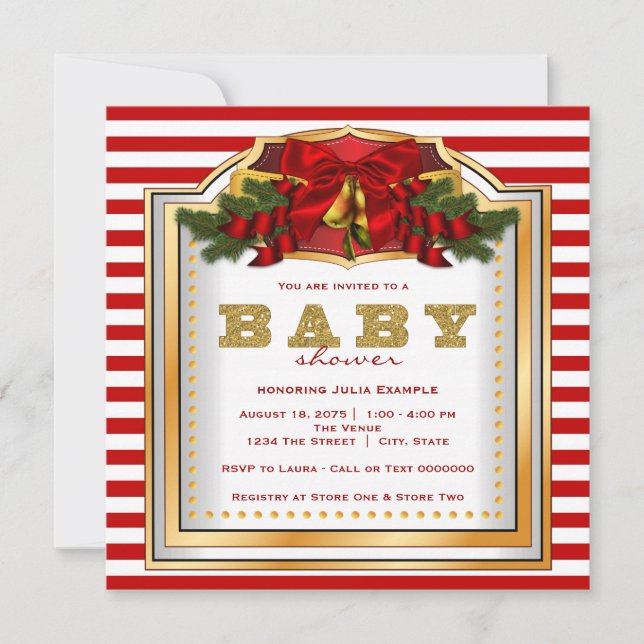 Elegant Christmas Baby Shower Invitation (Front)