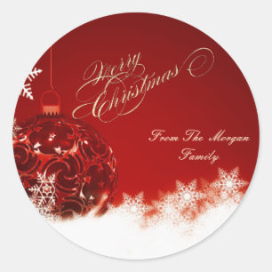 Elegant Christmas Ball, Snowflakes Classic Round Sticker