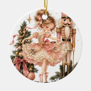 Elegant Christmas Ballerina & Nutcracker Ceramic O Tree Decoration