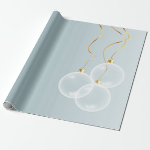 Elegant Christmas balls Blue Holiday Wrapping Paper