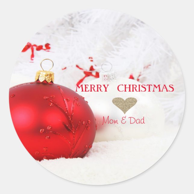 Elegant Christmas Balls.Branches Classic Round Sticker (Front)