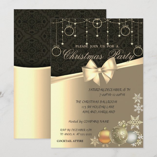 Elegant Christmas Balls, Corporate Christmas Party Invitation (Front/Back)