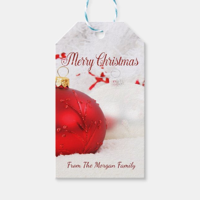 Elegant Christmas Balls Gift Tags (Front)