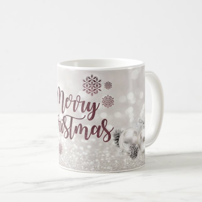 Elegant,Christmas Balls ,Glittery Bokeh Coffee Mug (Front Right)