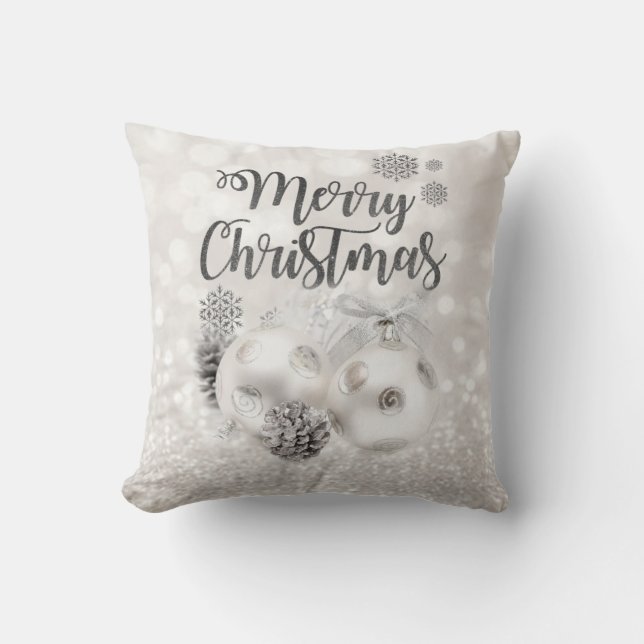 Elegant,Christmas Balls ,Glittery Bokeh Cushion (Front)