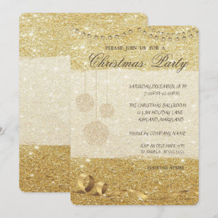 Elegant Christmas Balls,Glittery ,Christmas Party Invitation