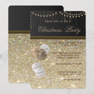 Elegant Christmas Balls,Glittery,,Christmas Party Invitation