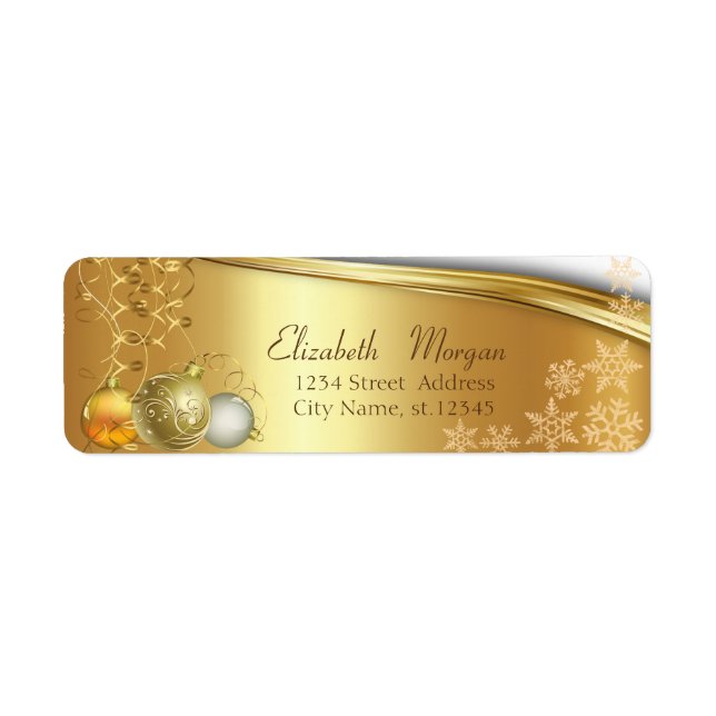 Elegant Christmas Balls ,Gold, Snowflakes (Front)