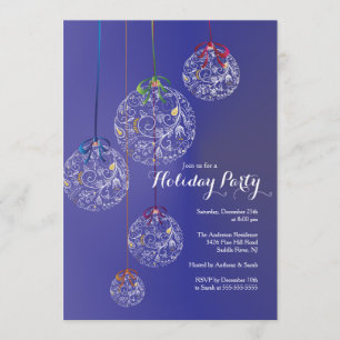 Elegant Christmas Balls Holiday Invitation